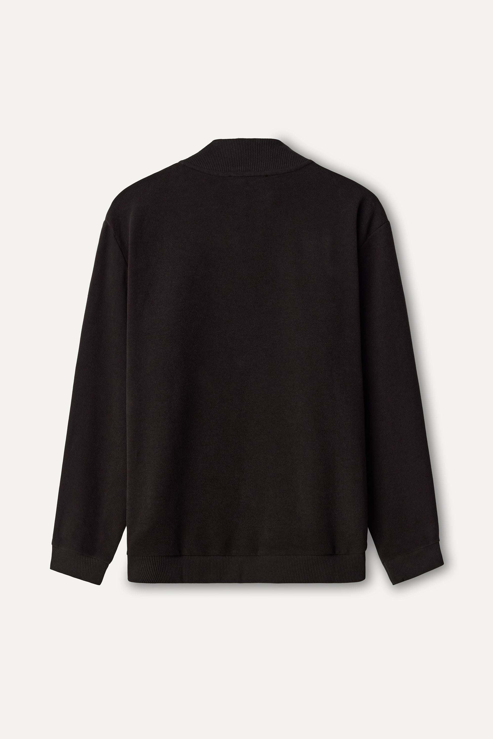 Erkek Kahverengi Düğmeli Dik Yaka Sweatshirt