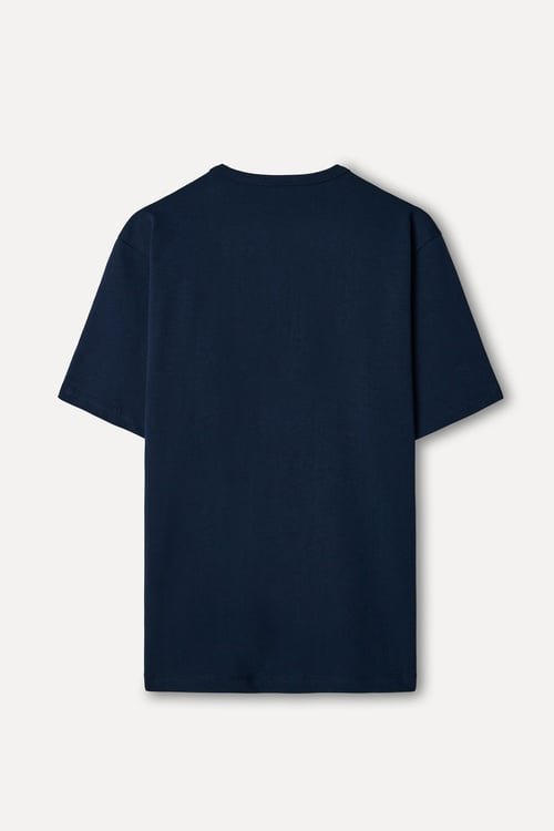  Erkek Lacivert Comfort Fit Bisiklet Yaka T-Shirt
