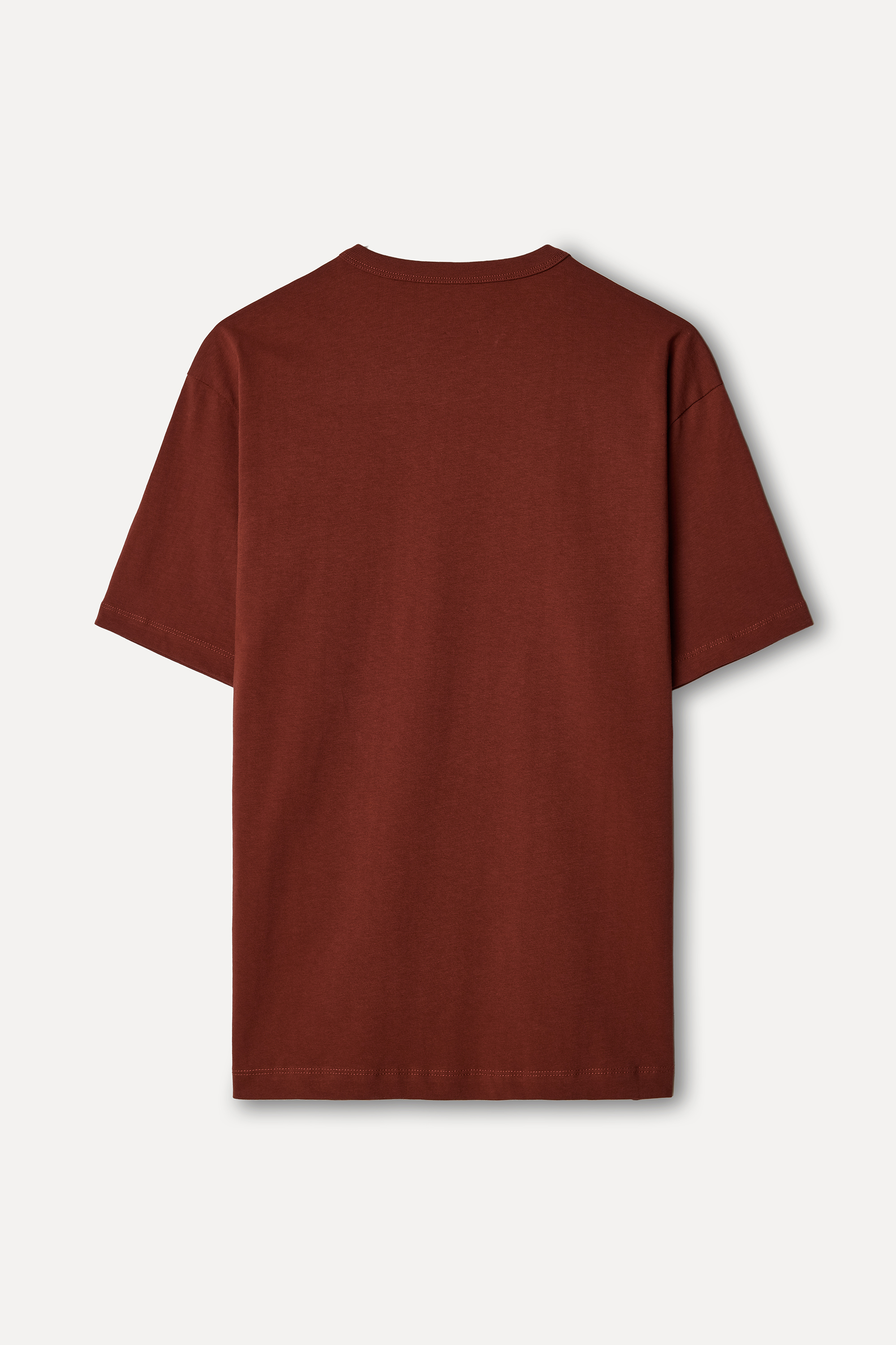 Erkek Kiremit Comfort Fit Bisiklet Yaka T-Shirt