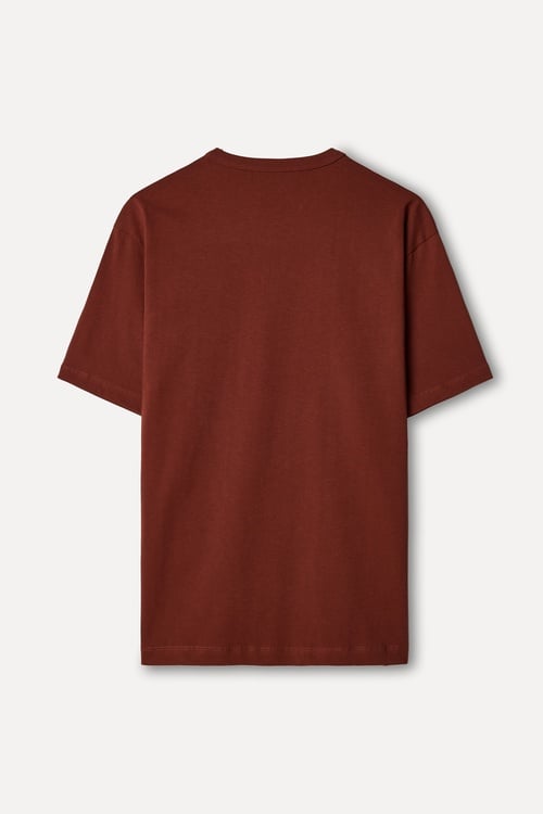  Erkek Kiremit Comfort Fit Bisiklet Yaka T-Shirt