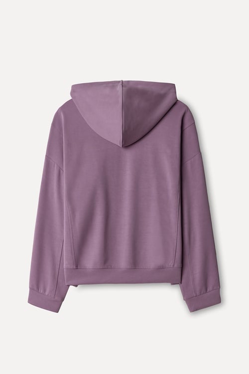 Kadın Lila Modal Karışımlı Kapüşonlu Sweatshirt