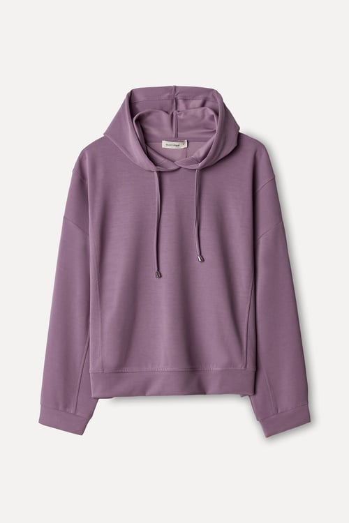 Kadın Lila Modal Karışımlı Kapüşonlu Sweatshirt