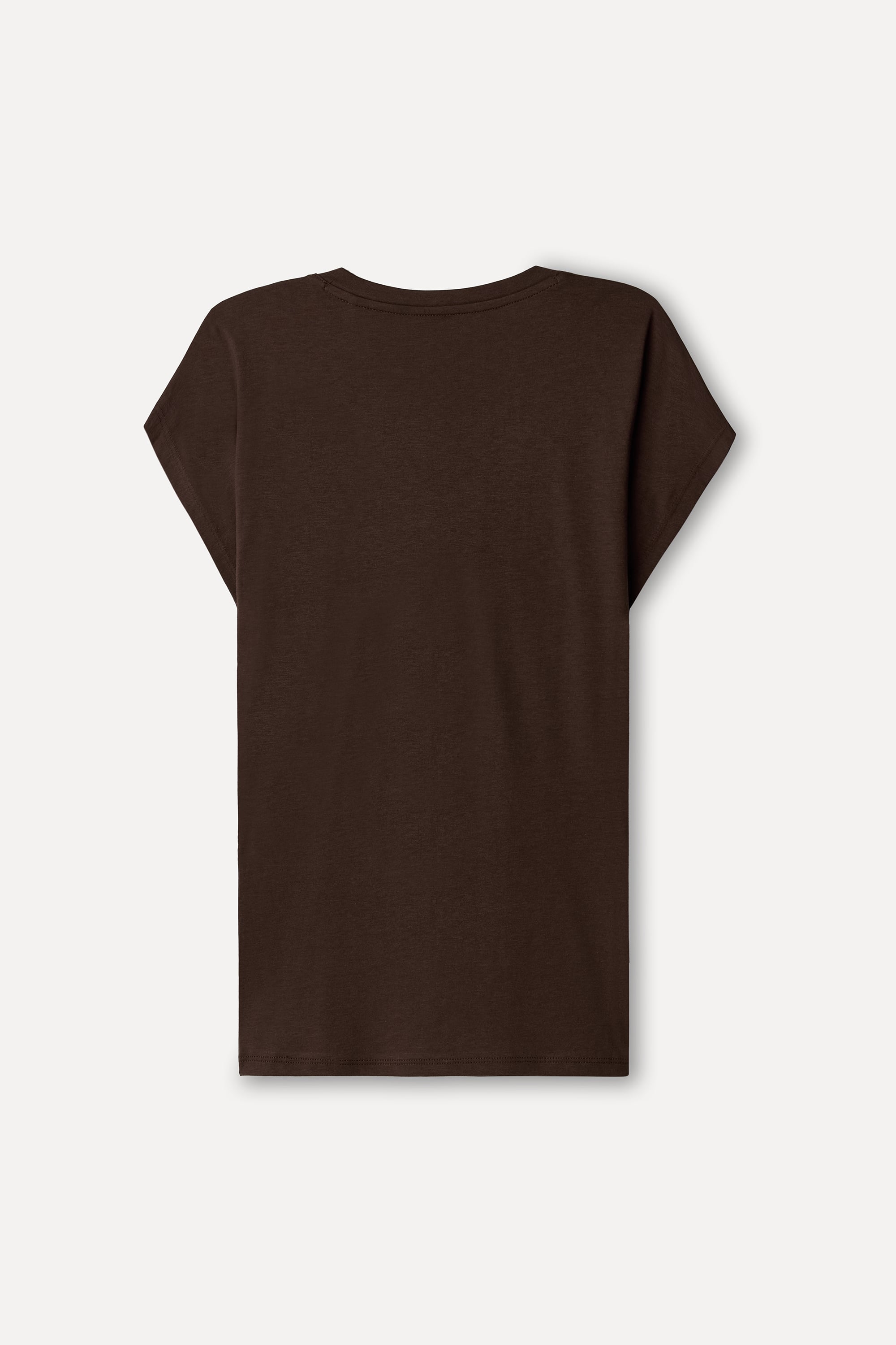 Kadın Kahverengi Modal Karışımlı V Yaka T-Shirt