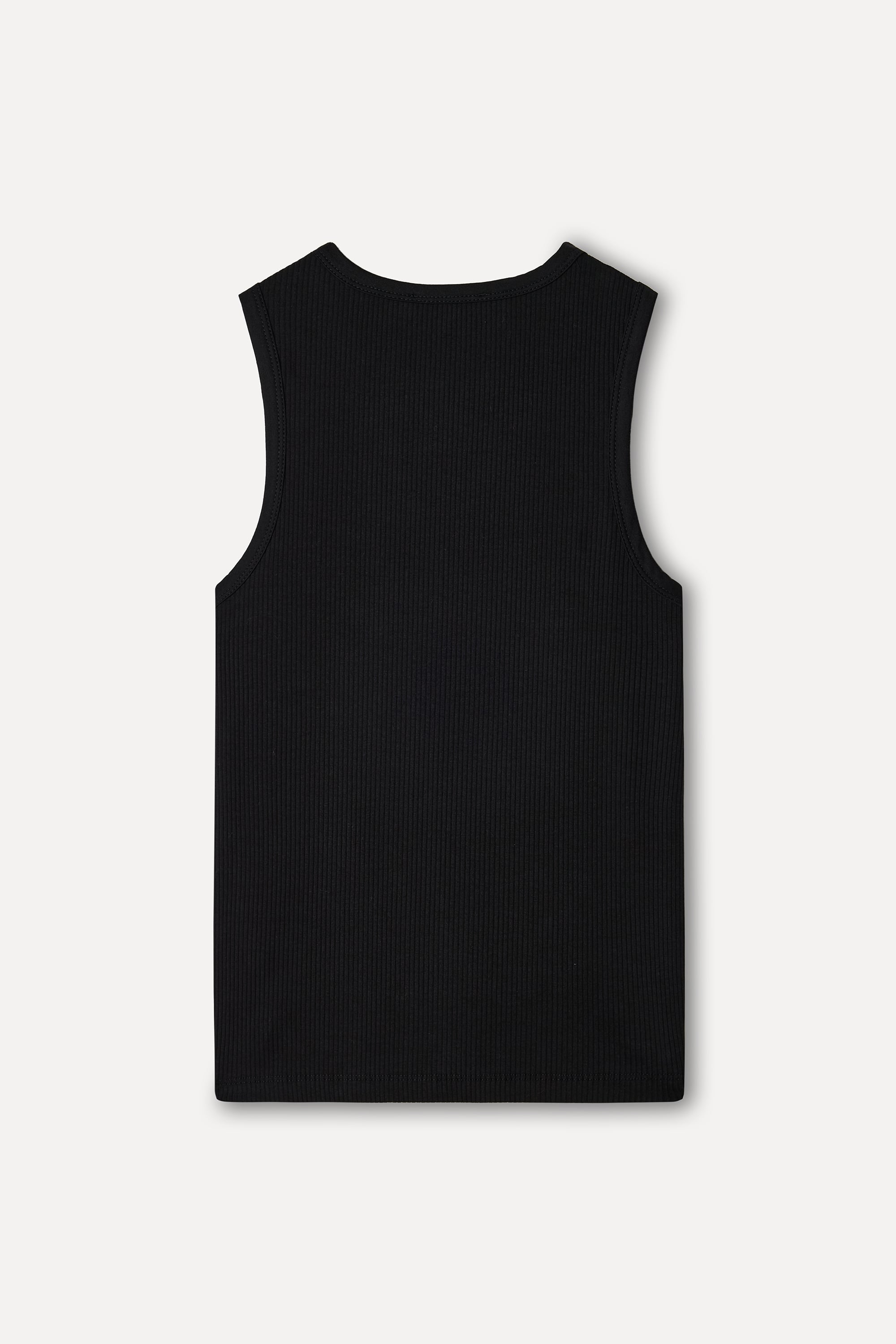 Kadın Siyah Fitted V Yaka Kolsuz T-Shirt