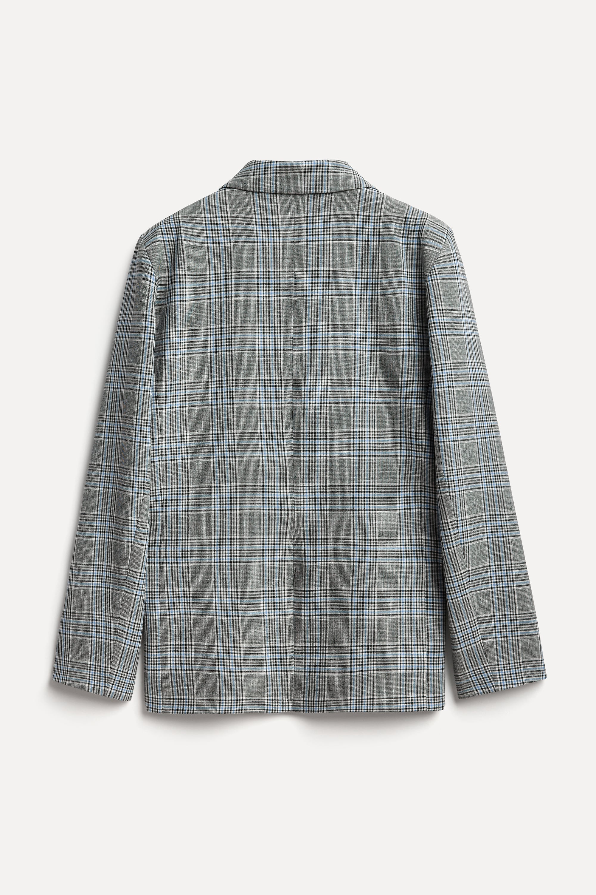 Kadın Gri Ekoseli Oversize Blazer Ceket