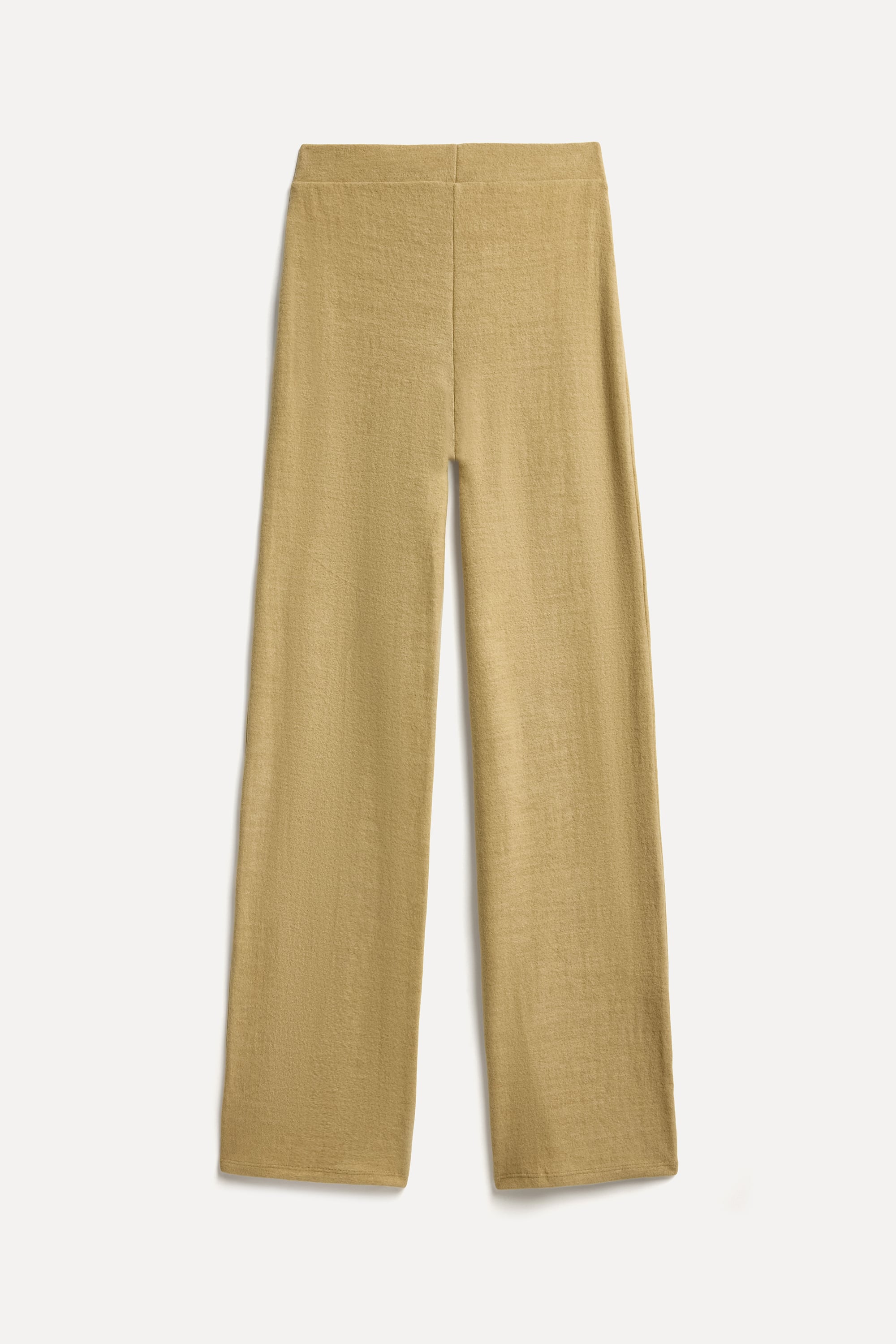 Kadın Bej Rengi Beli Lastikli Wide Leg Triko Pantolon