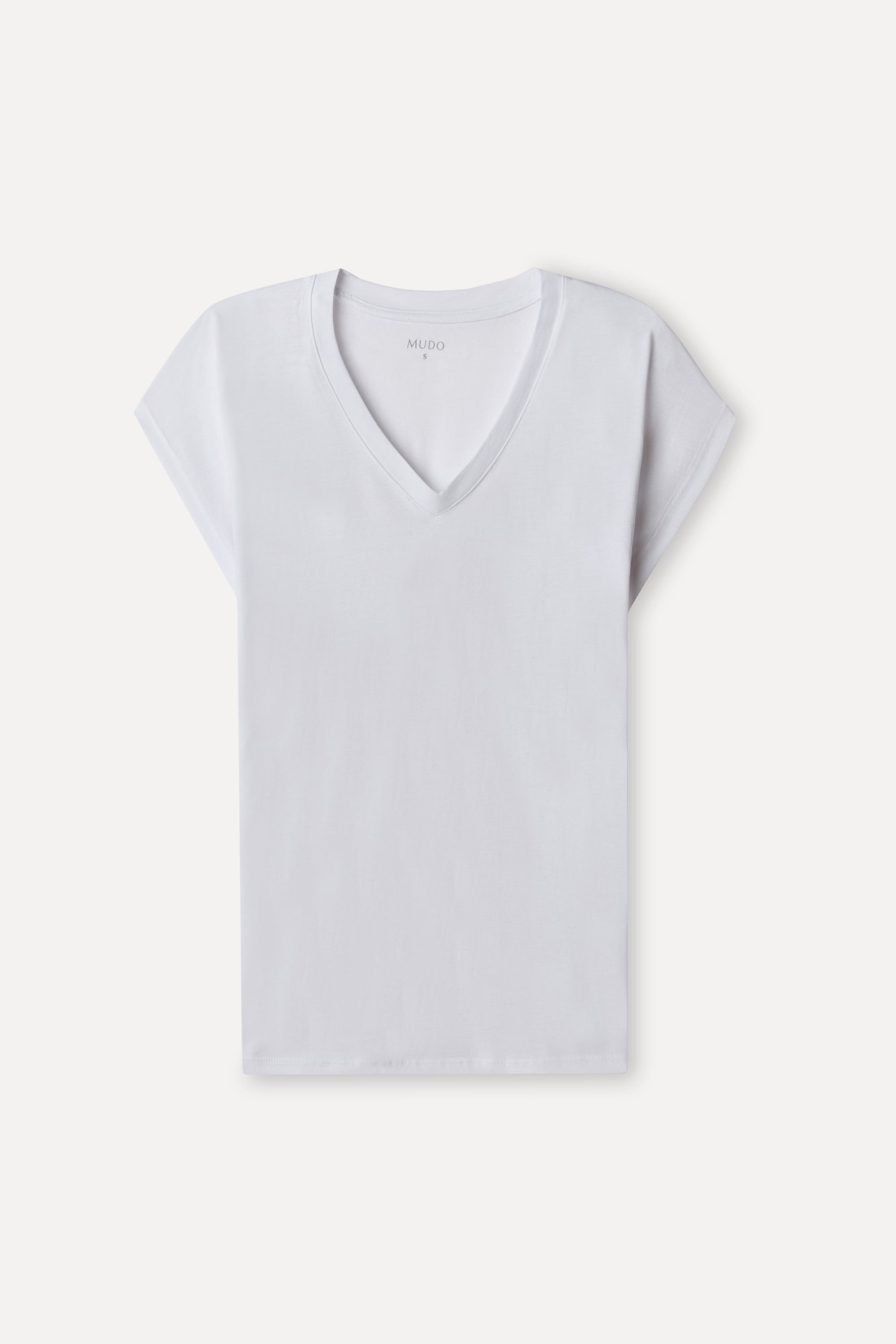 Kadın Kırık Beyaz Modal Karışımlı V Yaka T-Shirt