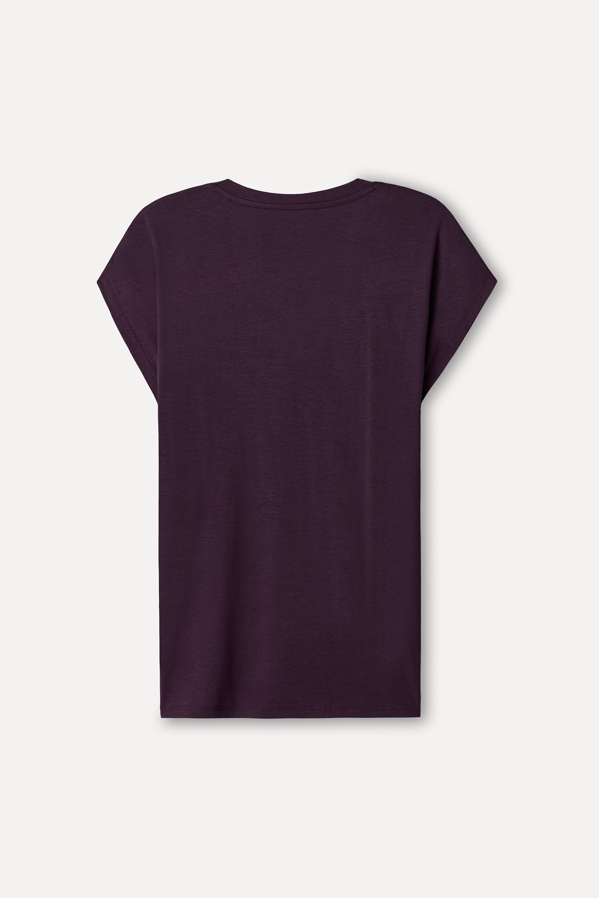 Kadın Mürdüm Modal Karışımlı V Yaka T-Shirt