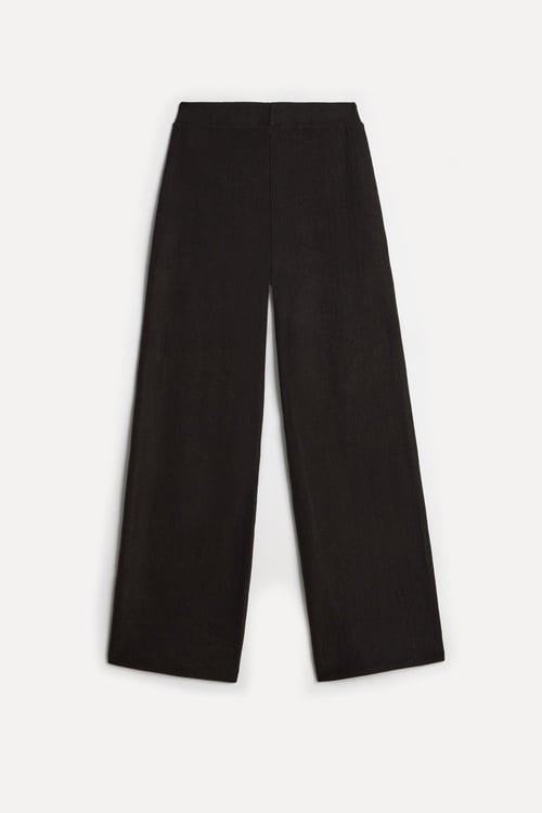 Kadın Kahverengi Wide Leg Beli Lastikli Pantolon