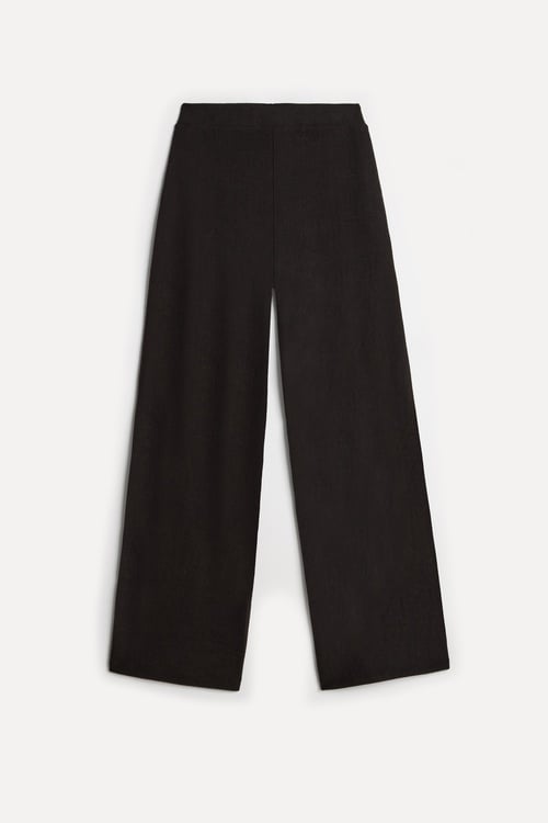 Kadın Kahverengi Wide Leg Beli Lastikli Pantolon