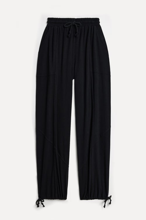 Kadın Siyah Jogger Fit Bağlamalı Pantolon