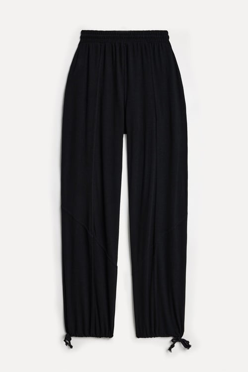 Kadın Siyah Jogger Fit Bağlamalı Pantolon