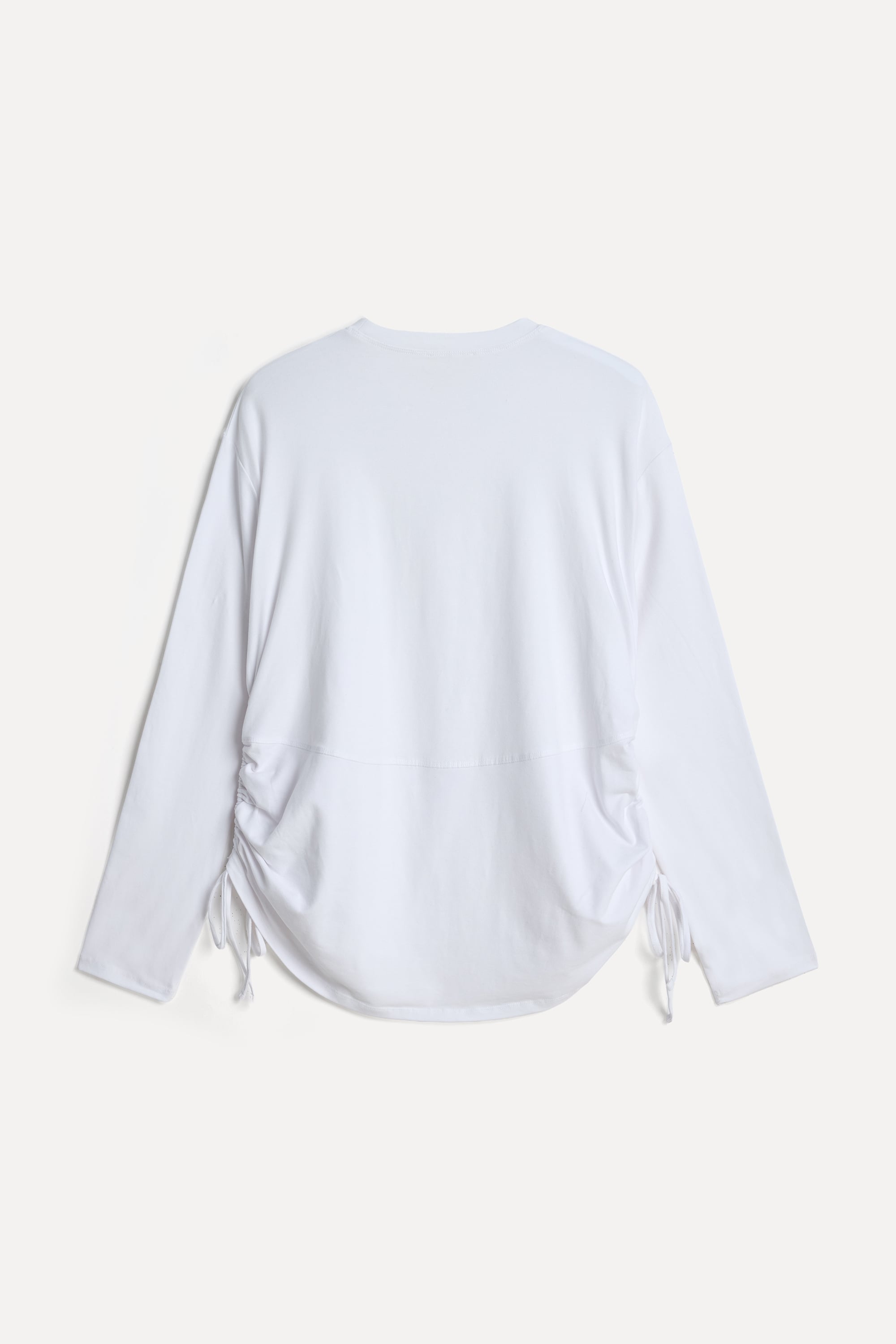 Kadın Kırık Beyaz Pamuklu Uzun Kollu Bisiklet Yaka T-Shirt