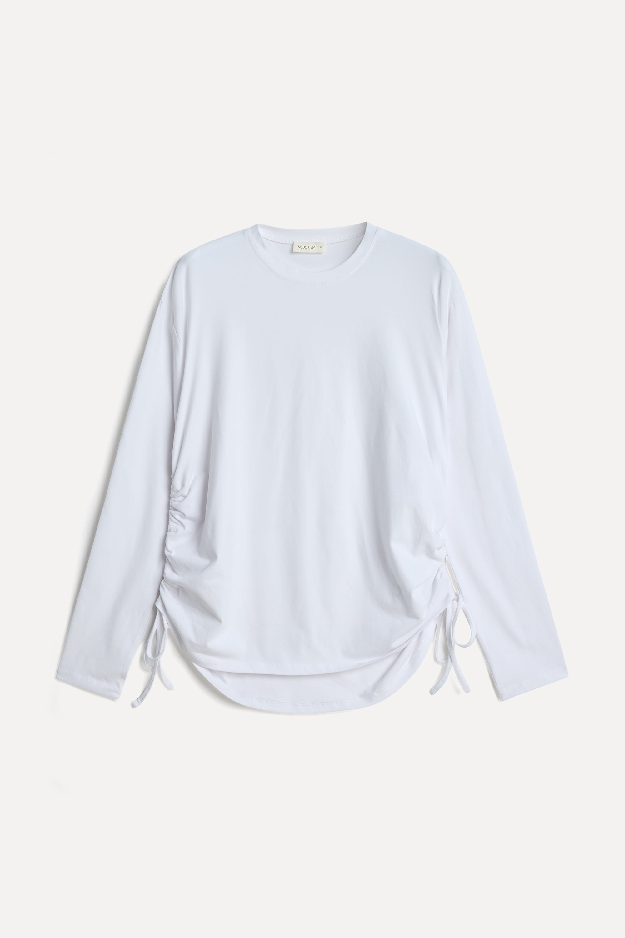 Kadın Kırık Beyaz Pamuklu Uzun Kollu Bisiklet Yaka T-Shirt