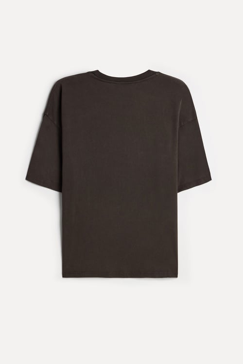 Kadın Kahverengi Baskılı Bisiklet Yaka T-Shirt