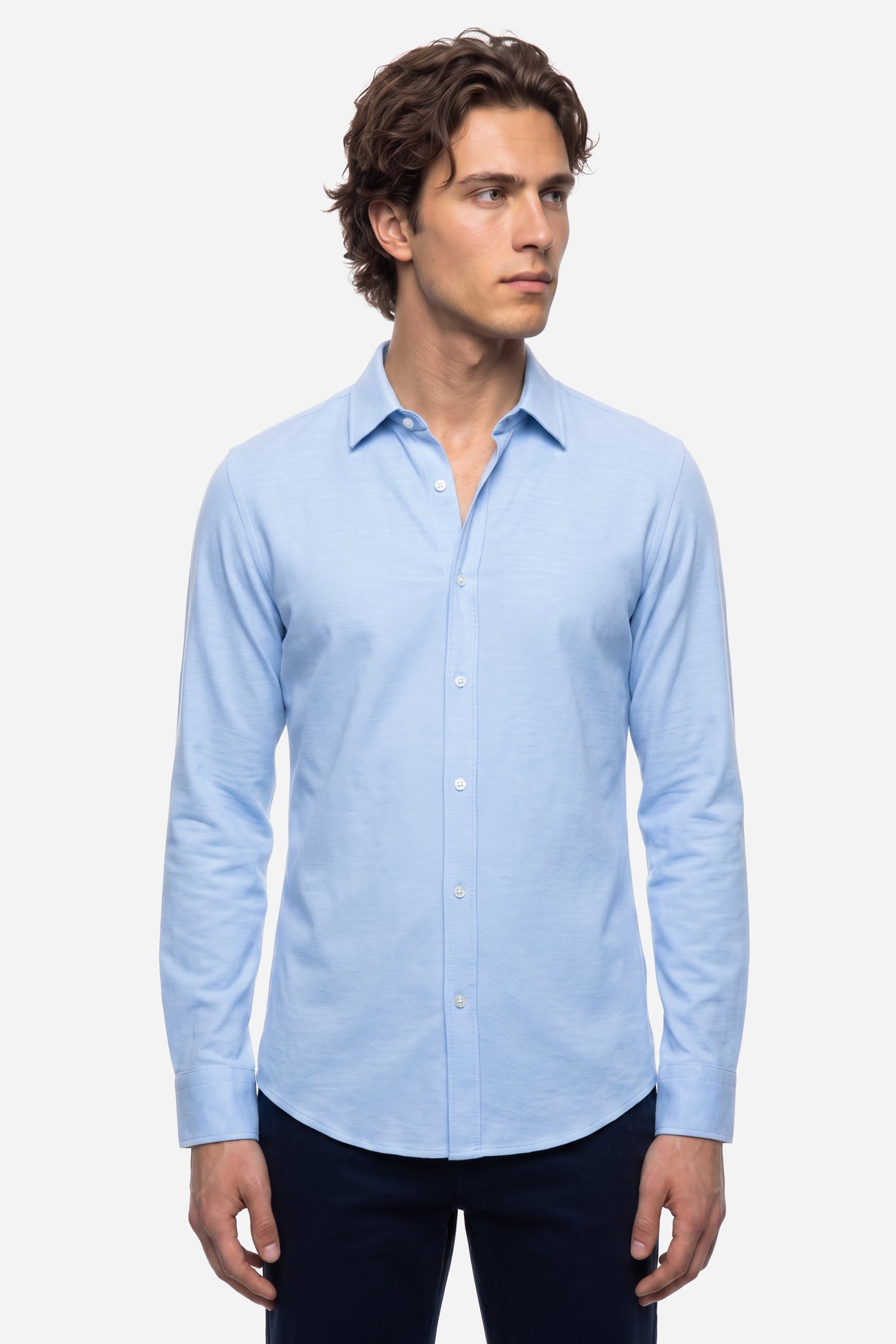 Erkek Mavi Regular Fit Uzun Kollu Gömlek