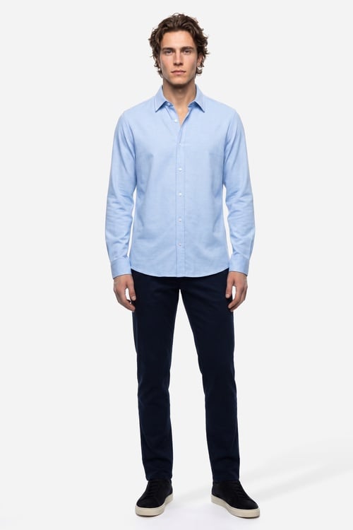 Erkek Mavi Regular Fit Uzun Kollu Gömlek