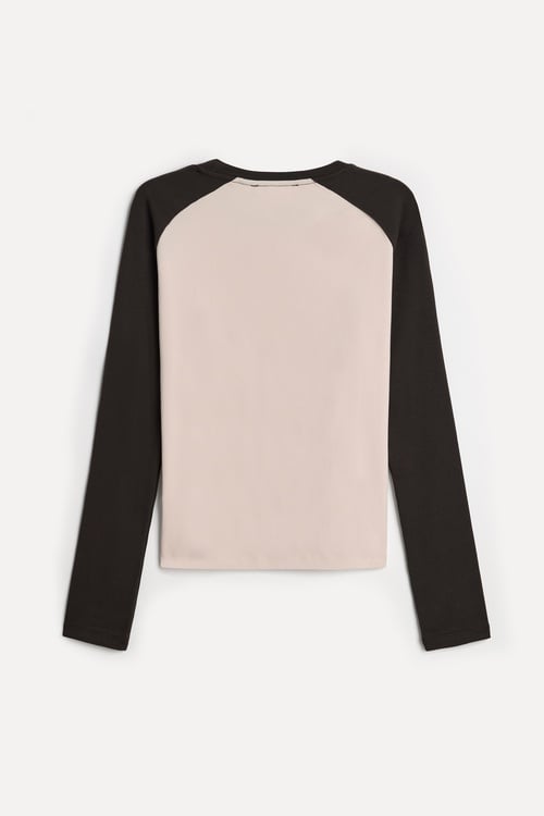 Kadın Açık Pembe Bisiklet Yaka Uzun Kollu T-Shirt