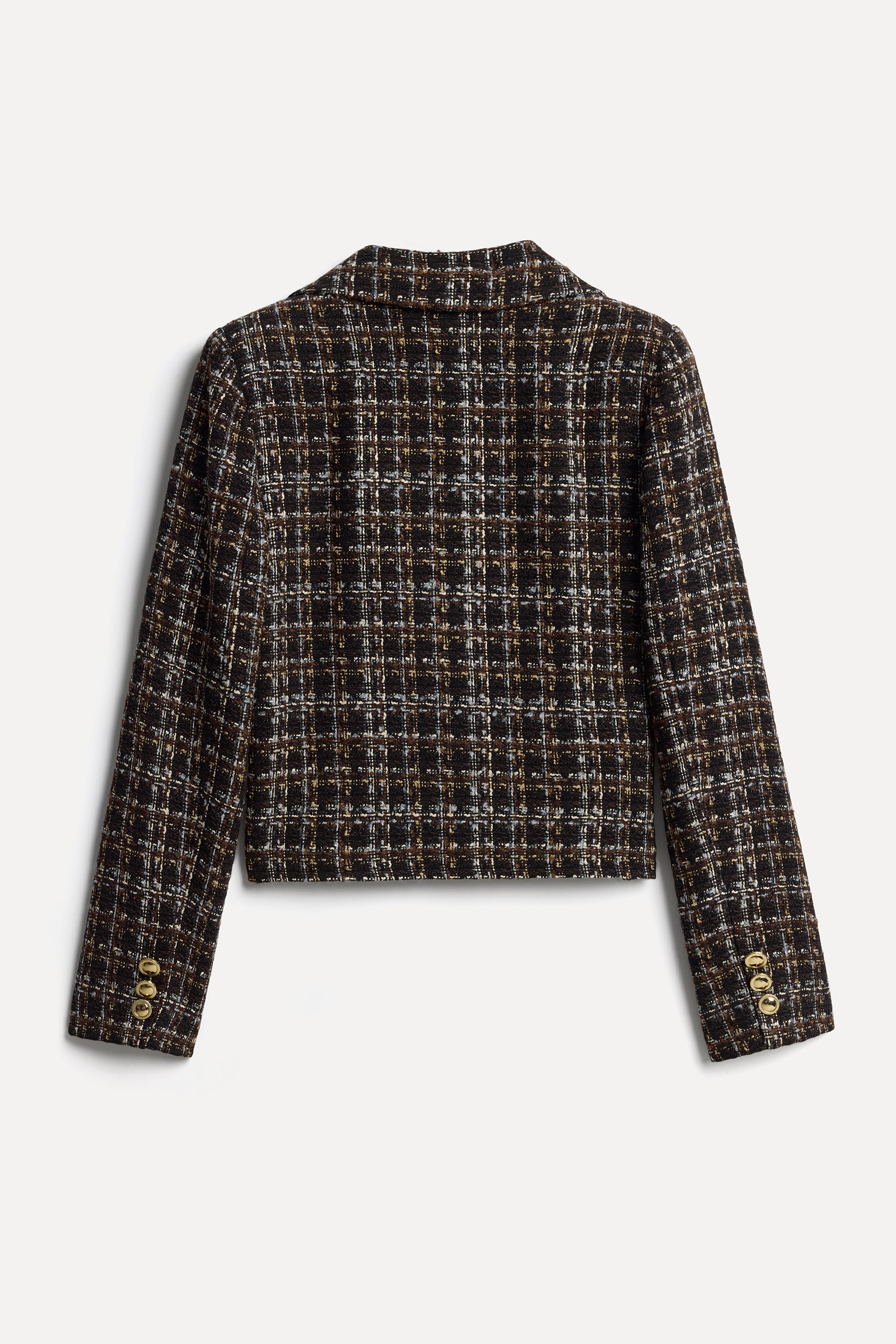 Kadın Kahverengi Tekstürlü Crop Blazer Ceket