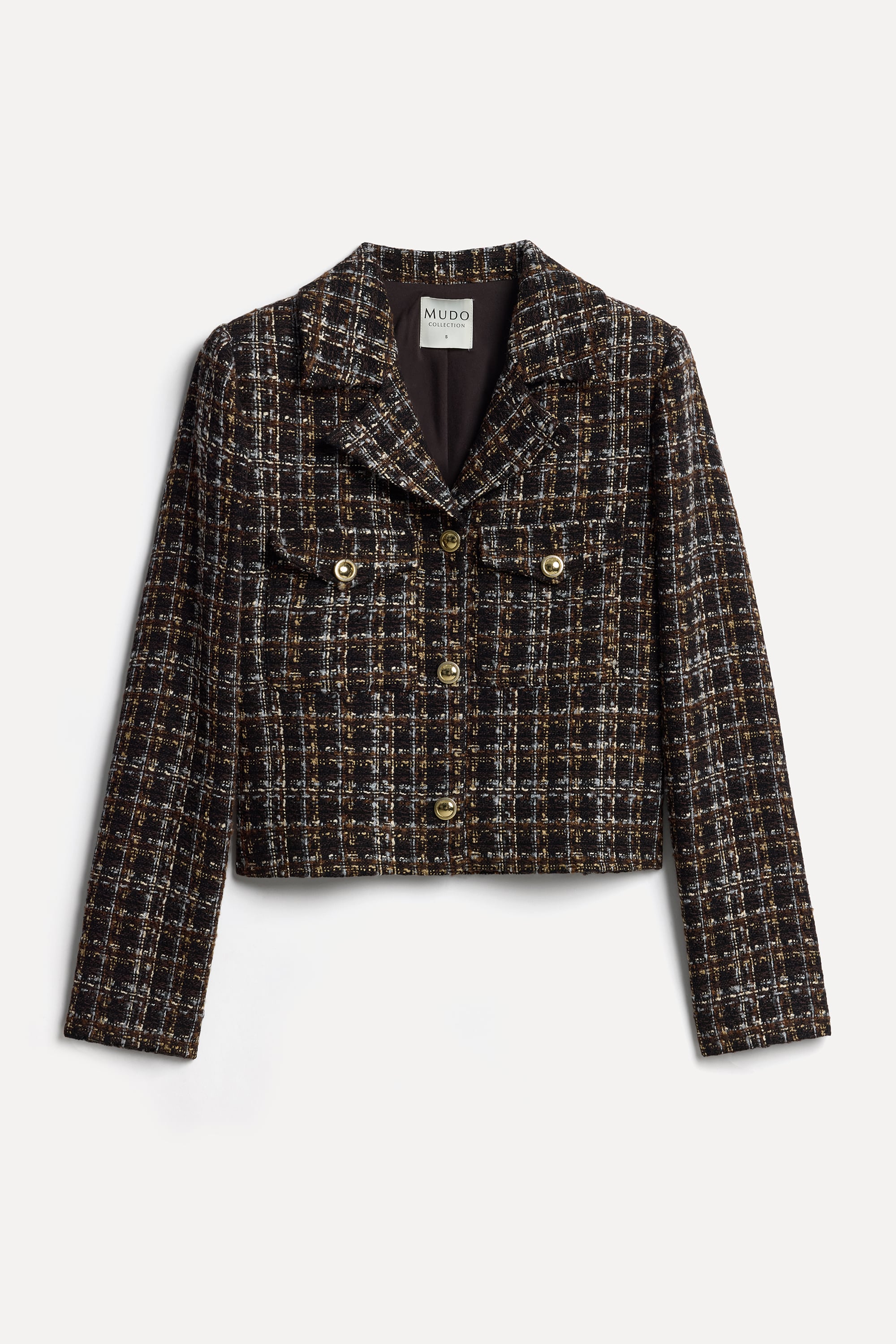 Kadın Kahverengi Tekstürlü Crop Blazer Ceket